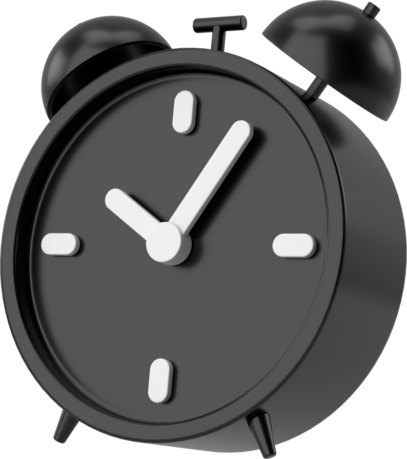 3D alarm clock. 3D illustration.